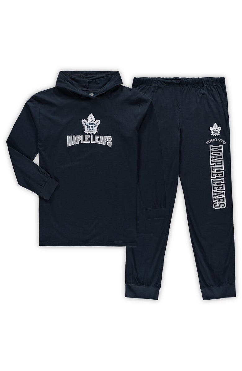 CONCEPTS SPORT Men's Concepts Sport Navy Toronto Maple Leafs Big & Tall Pullover Hoodie & Joggers Sleep Set, Alternate, color, 