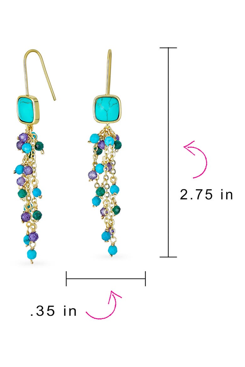 Cluster Bead Linear Earrings, Alternate, color, BLUE