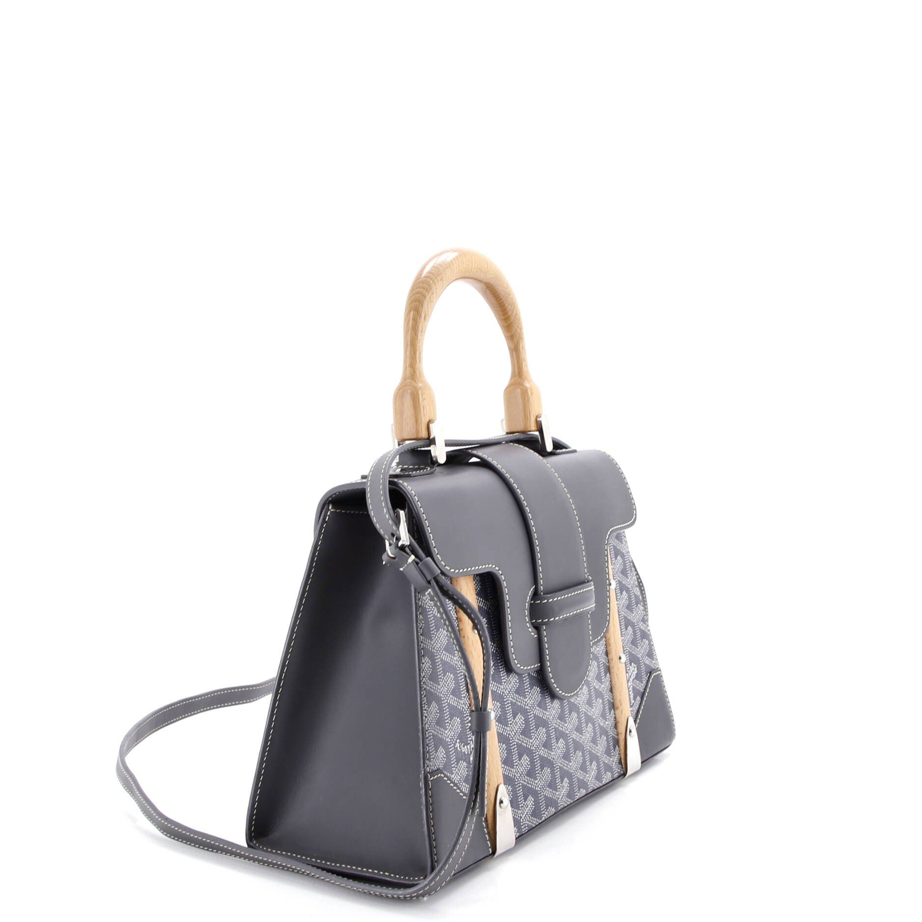 Pre-Owned Goyard Saigon Top Handle Bag Coated Canvas with Leather PM, Alternate, color, 