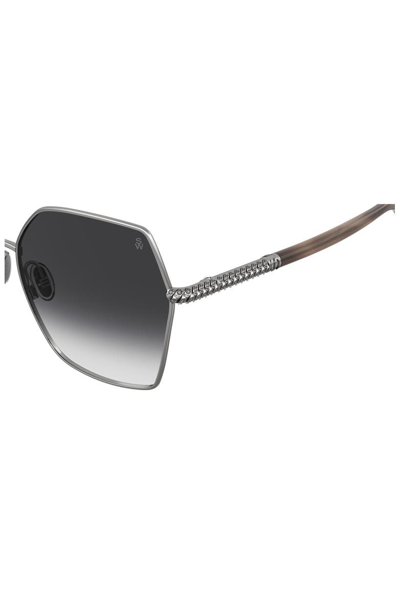 60mm Gradient Square Sunglasses, Alternate, color, RUTHENIUM/ DARK GREY SF