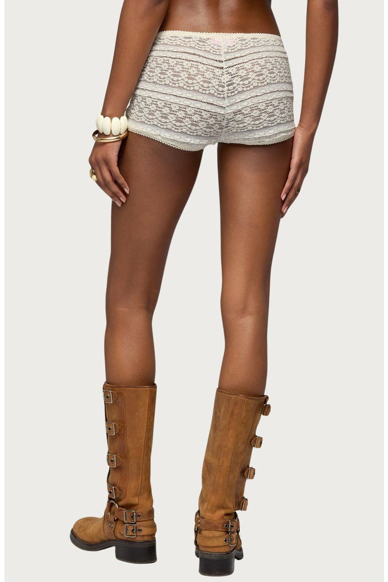 Yalena Sheer Lace Micro Shorts, Alternate, color, CREAM