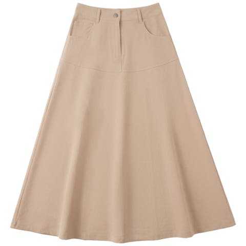 Flare Side Pocket Zip Front Midi Skirt