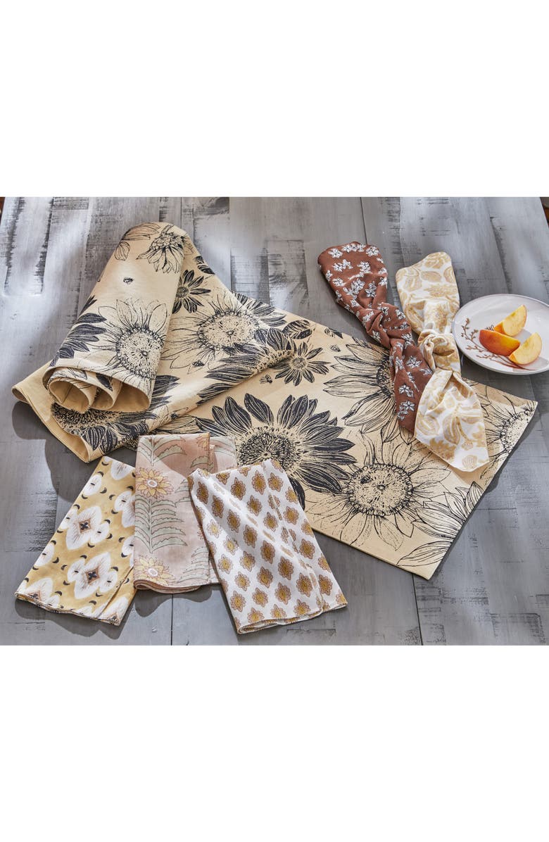 tag Let It Bee Black Sunflower Print Cotton Table Runner, Alternate, color, Beige