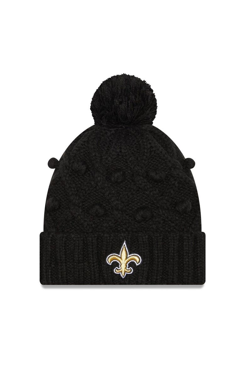 Women's New Era Black New Orleans Saints Toasty Cuffed Knit Hat with Pom, Main, color, Black