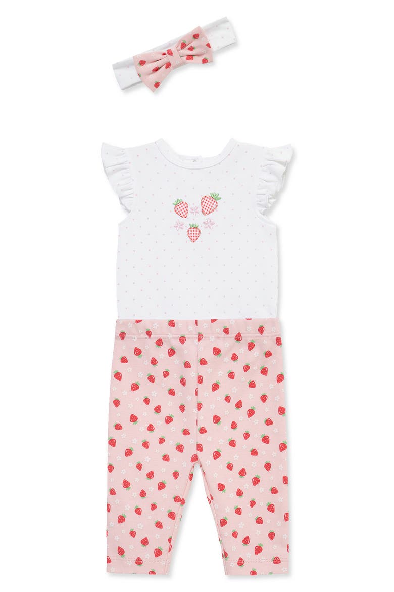 Strawberry Bodysuit, Leggings & Headband Set, Alternate, color, PINK