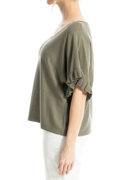 Max Studio Flutter Sleeve Sweater In Green