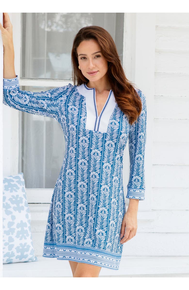 Cabana Life Embroidered Tunic Dress, Main, color, Harbor