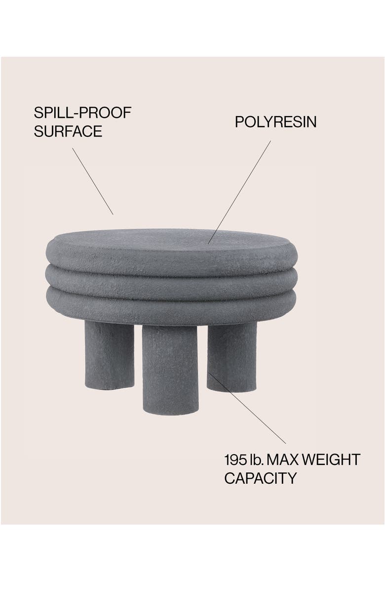 JONATHAN Y Rashida Contemporary Minimalist Curvy Low Indoor/Outdoor Accent Table, Alternate, color, Gray Frosted