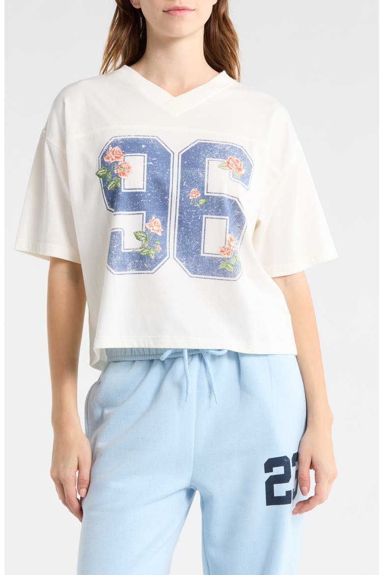 96 Floral Football T-Shirt, Main, color, MARSHMALLOW
