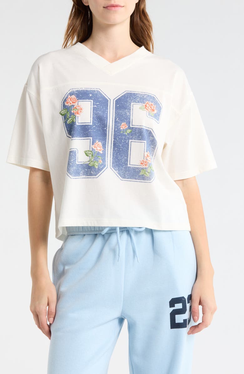 Vinyl Icons 96 Floral Football T-Shirt, Main, color, Marshmallow