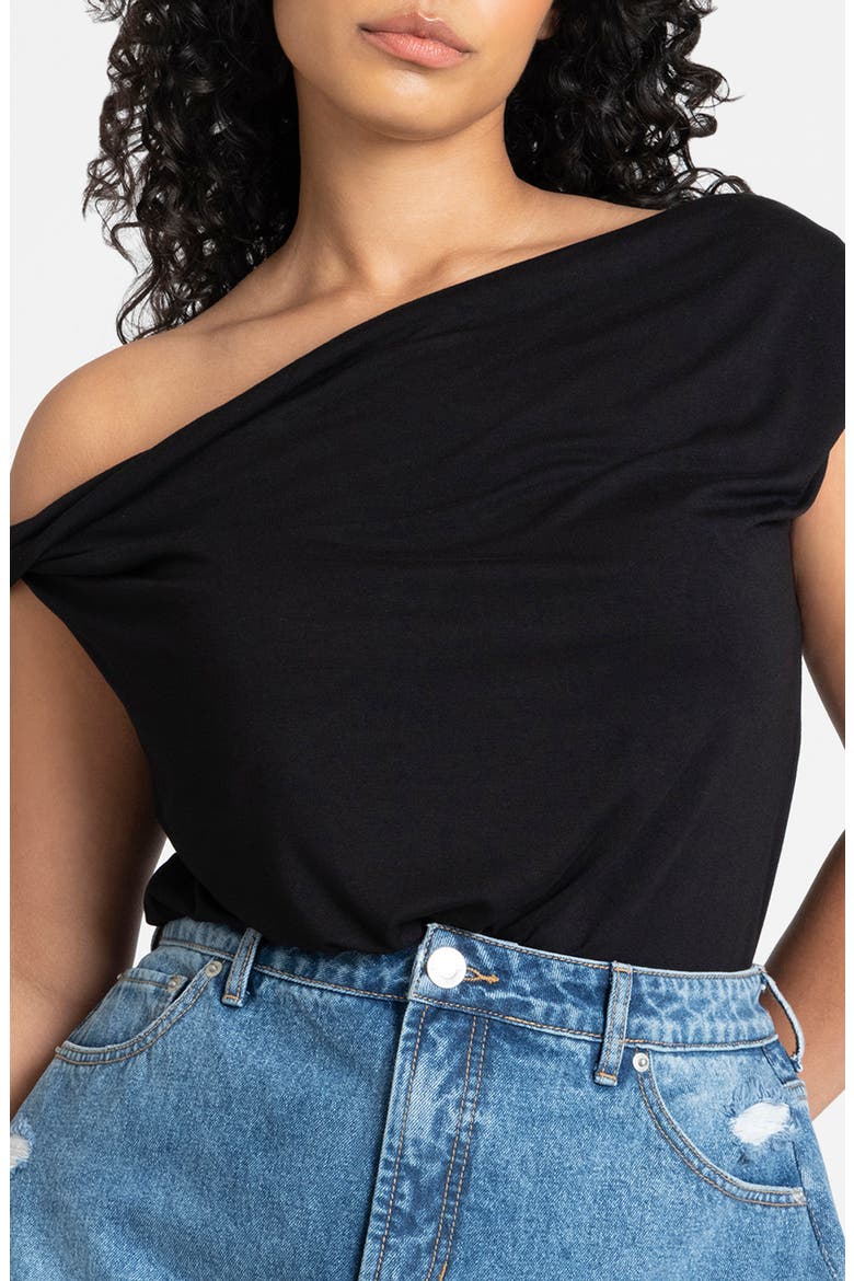 Asym Twist Sleeve Top, Alternate, color, BLACK ONYX