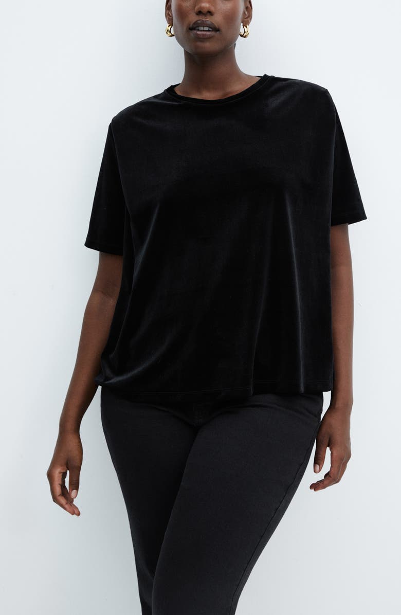 MANGO Xluri Stretch Velvet T-Shirt, Alternate, color,