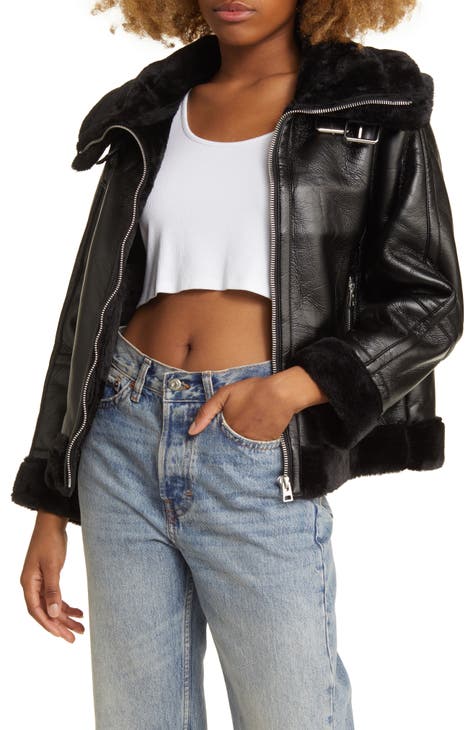 Nordstrom topshop leather jacket best sale