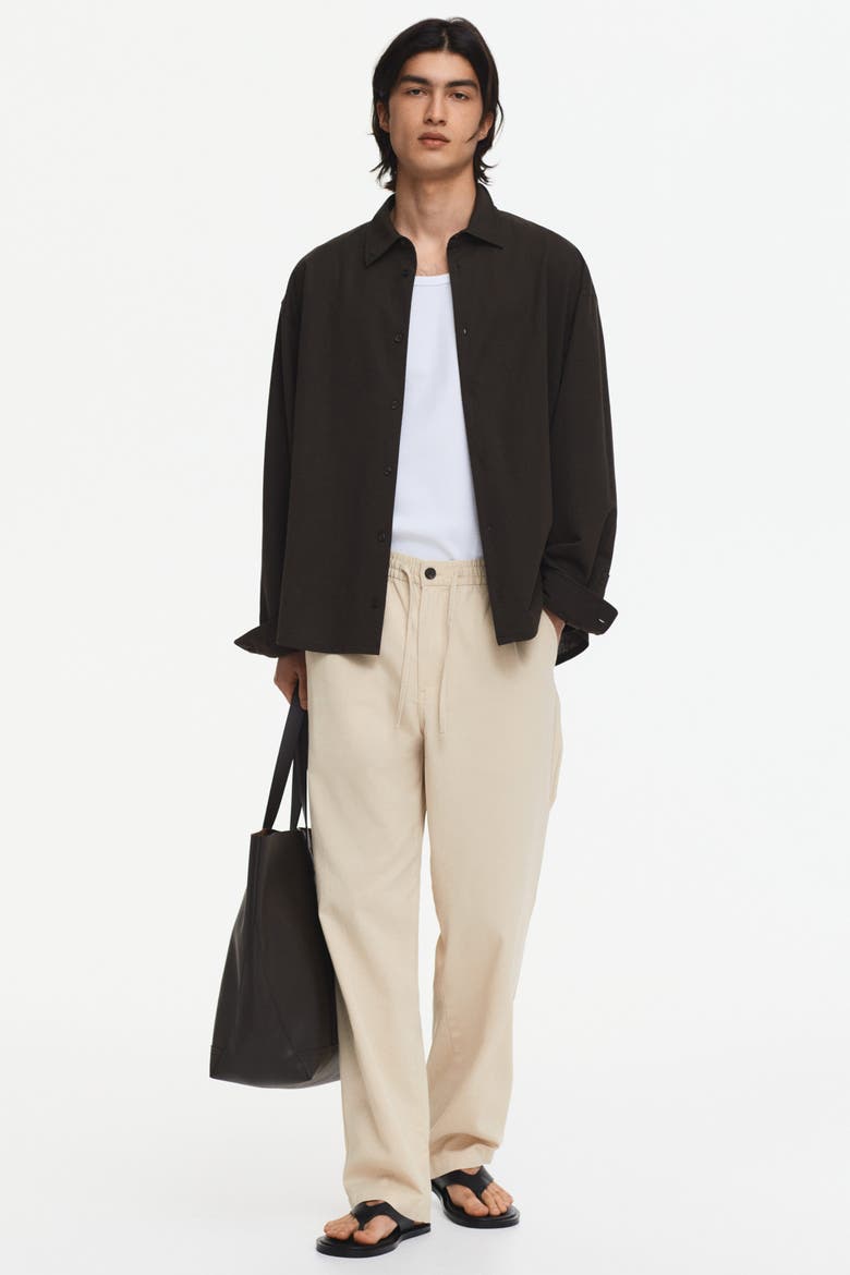 Relaxed Fit Trousers, Main, color, Beige
