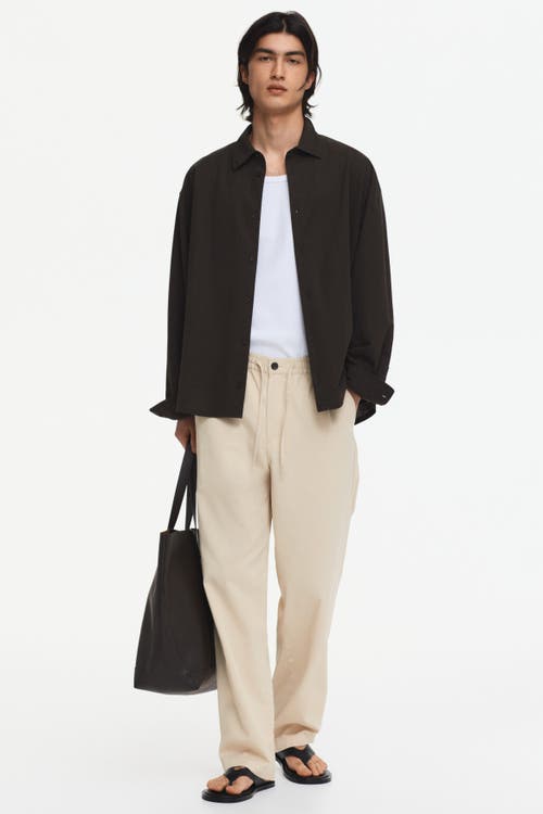 H&M Relaxed Fit Trousers in Beige at Nordstrom, Size Medium