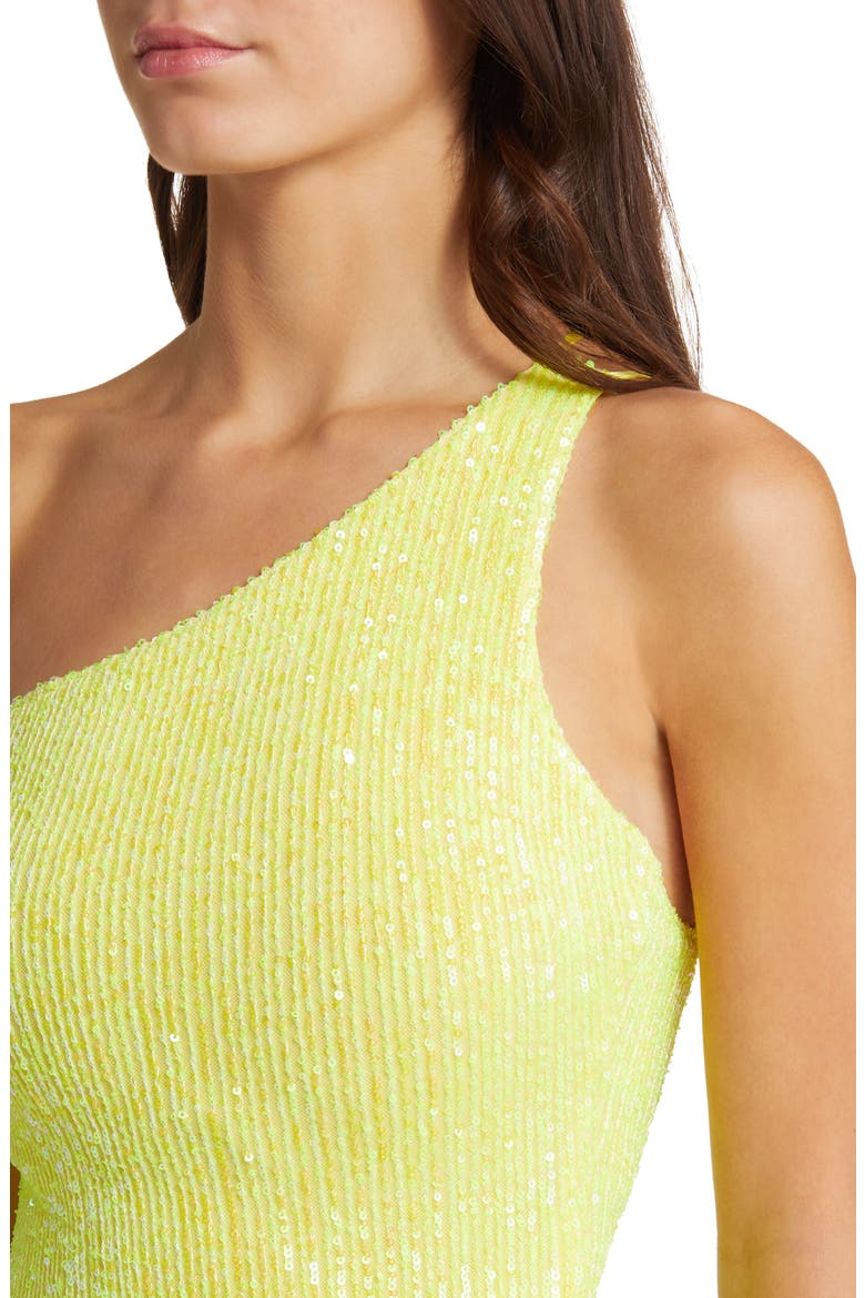 One-Shoulder Sequin Minidress, Alternate, color, YELLOW