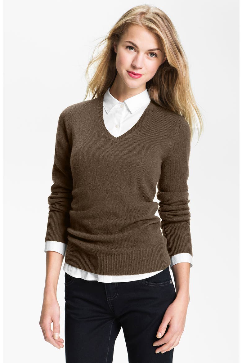 V-Neck Cashmere Sweater, Main, color, ESPRESSO