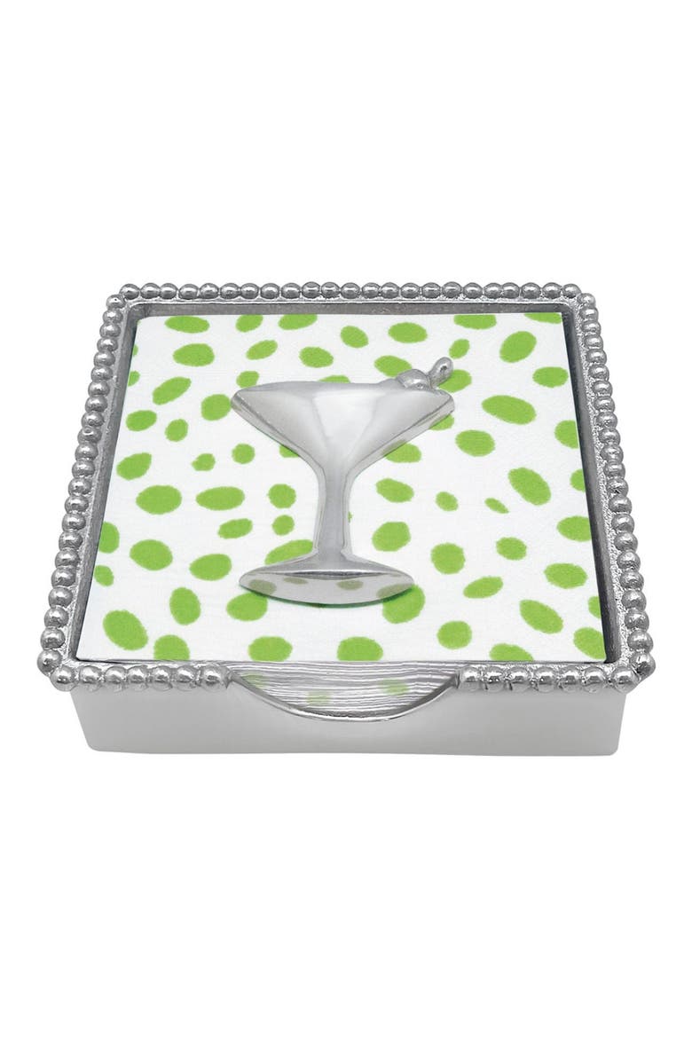 Beaded Napkin Box Set, Main, color, SILVER