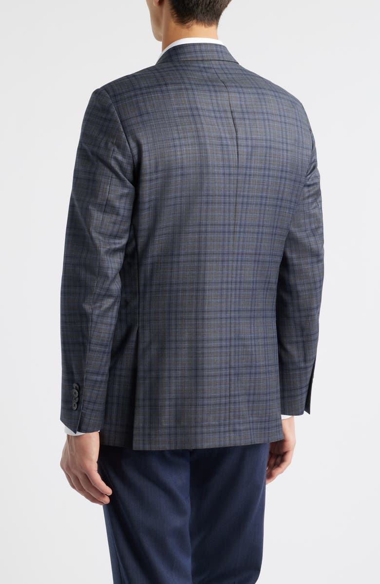 Peter Millar Flynn Classic Fit Grey Plaid Wool Sport Coat, Alternate, color, Charcoal
