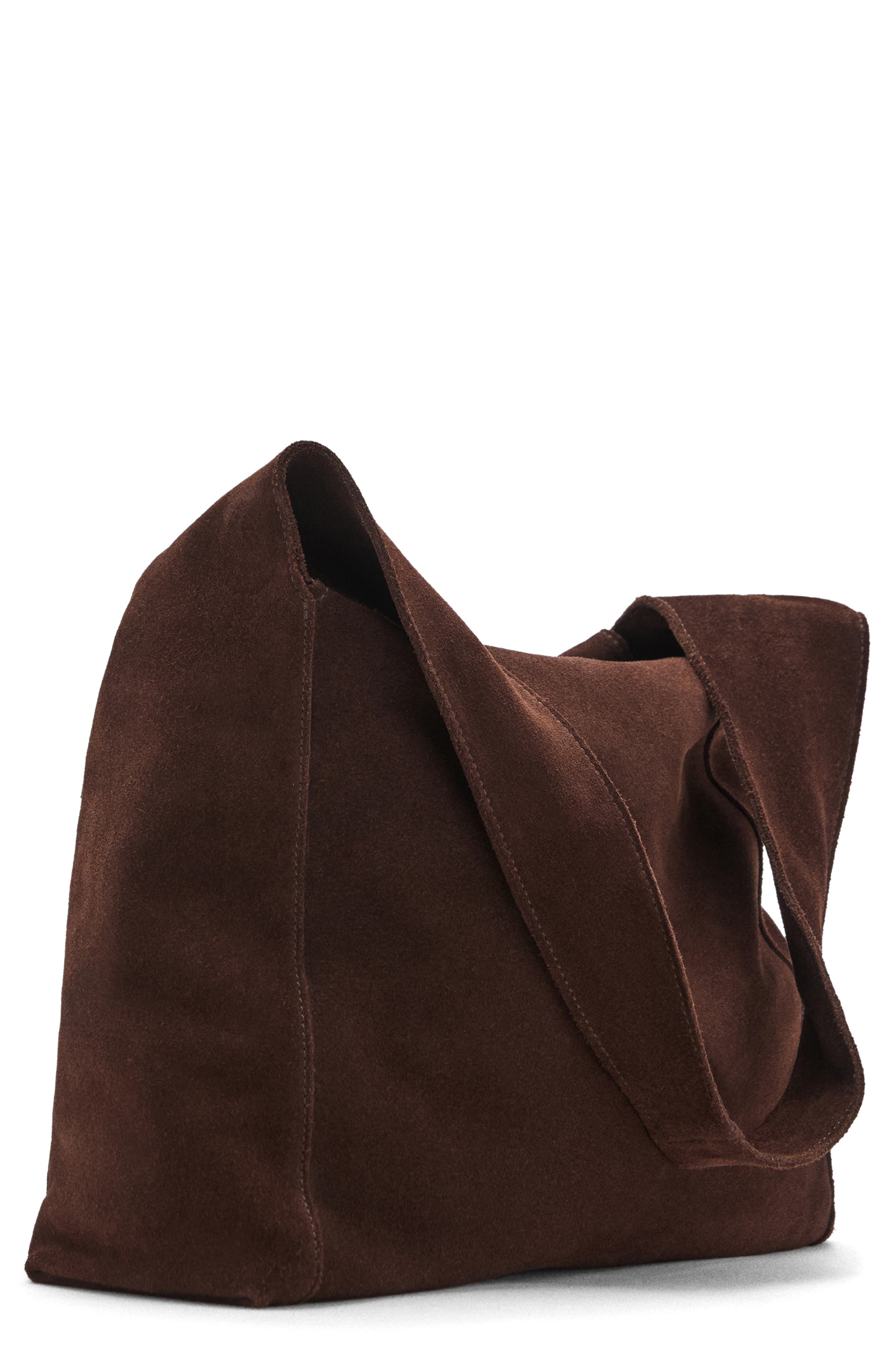 MANGO Suede Shoulder Bag, Main, color, 