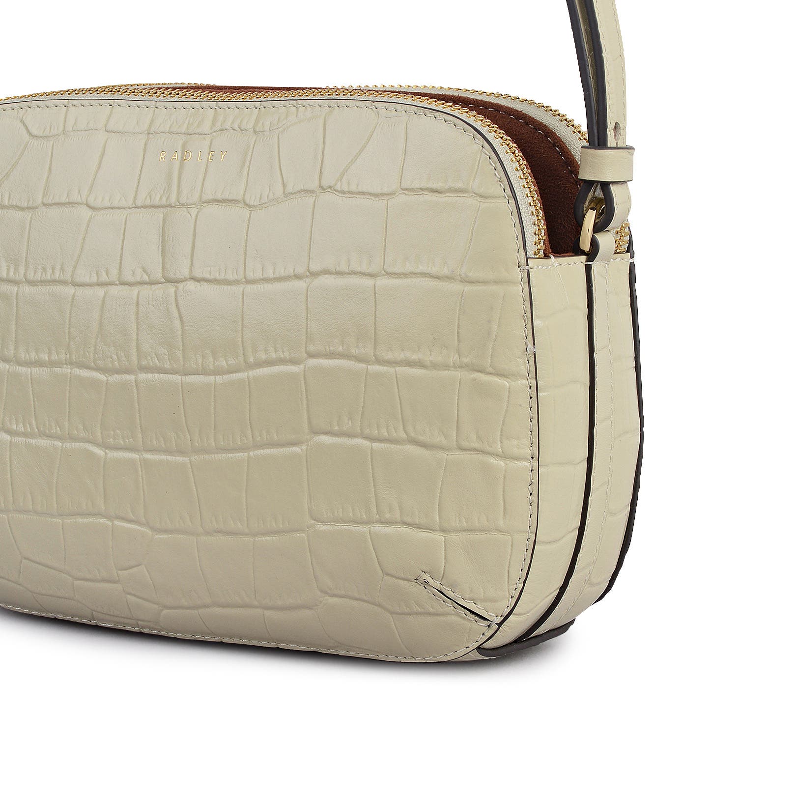 Radley Dukes Place - Faux Croc Medium Ziptop Crossbody Bag, Alternate, color, Snow