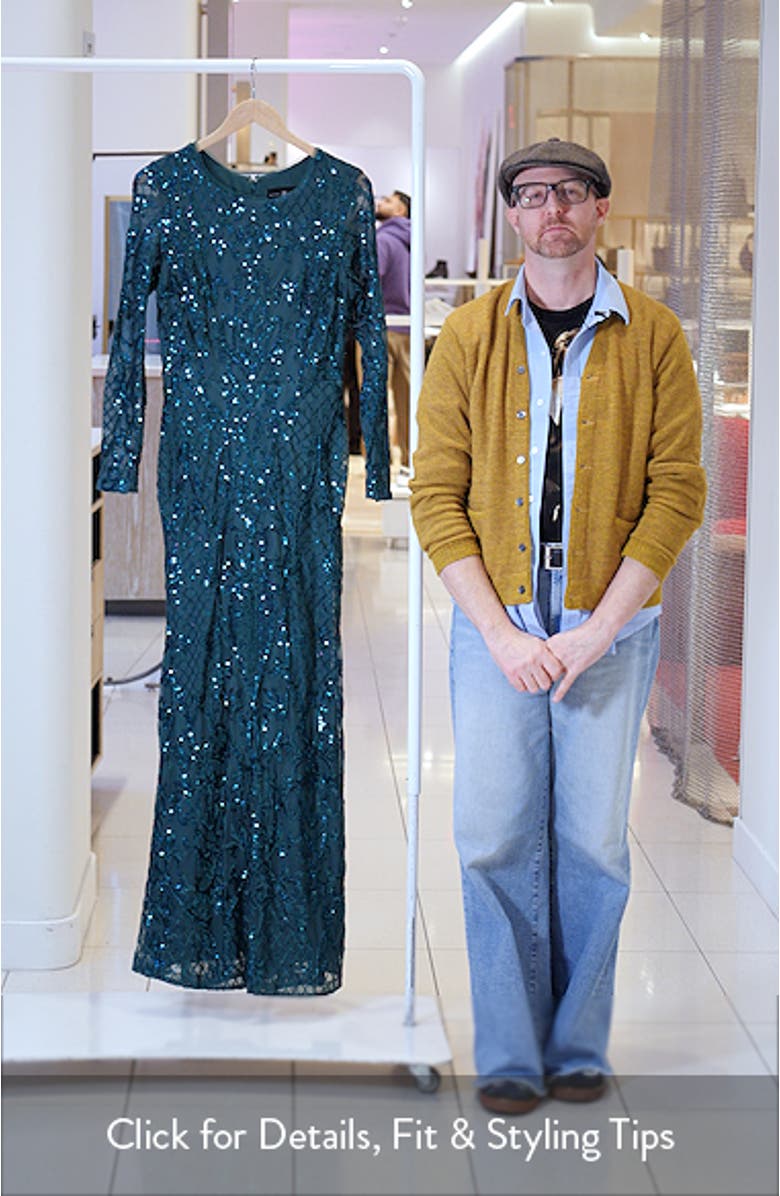 Sequin Long Sleeve Mermaid Gown, sales video thumbnail