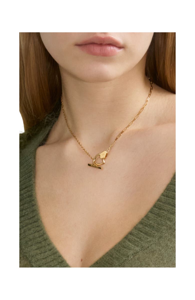 Burberry Shield Necklace, Alternate, color, Gold