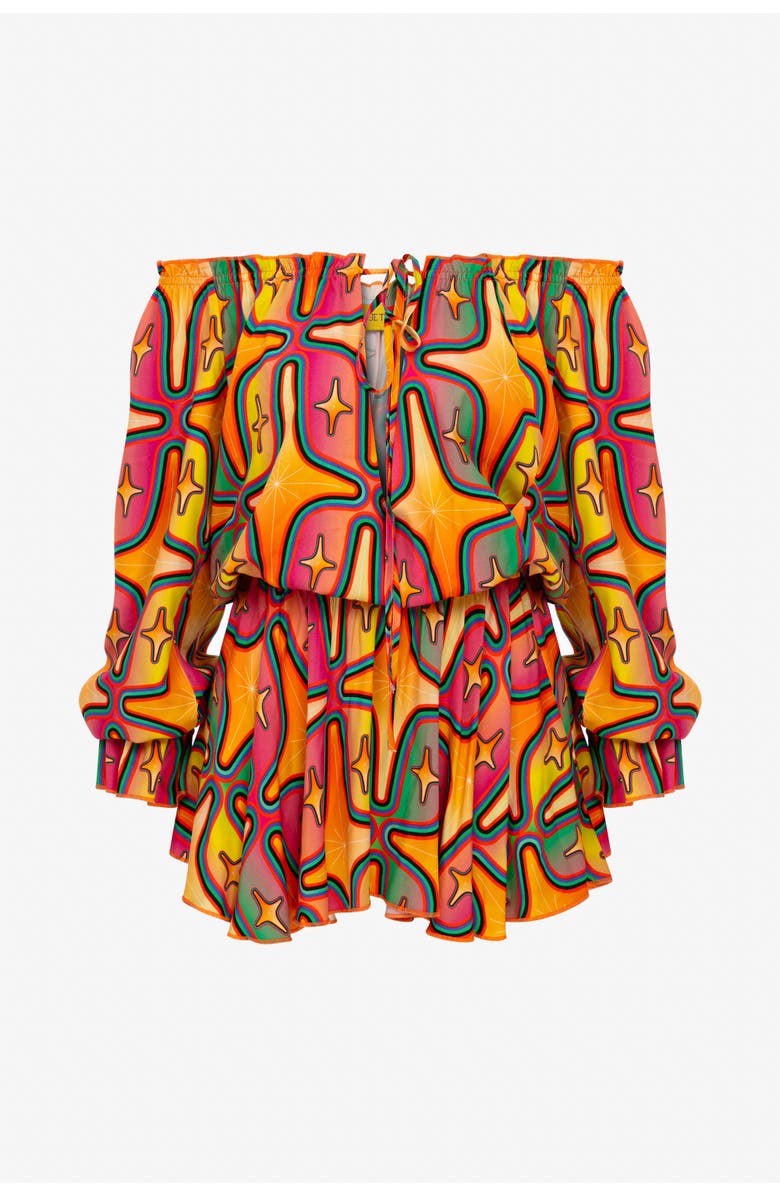 Je Te Veux Sirius Starry Print Off-Shoulder Mini Dress, Alternate, color, Multicolor