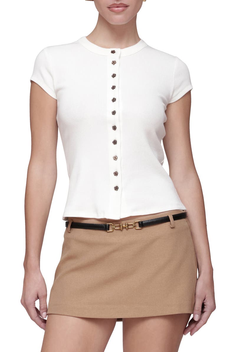 Avec Les Filles Crewneck Rib Top, Main, color, White