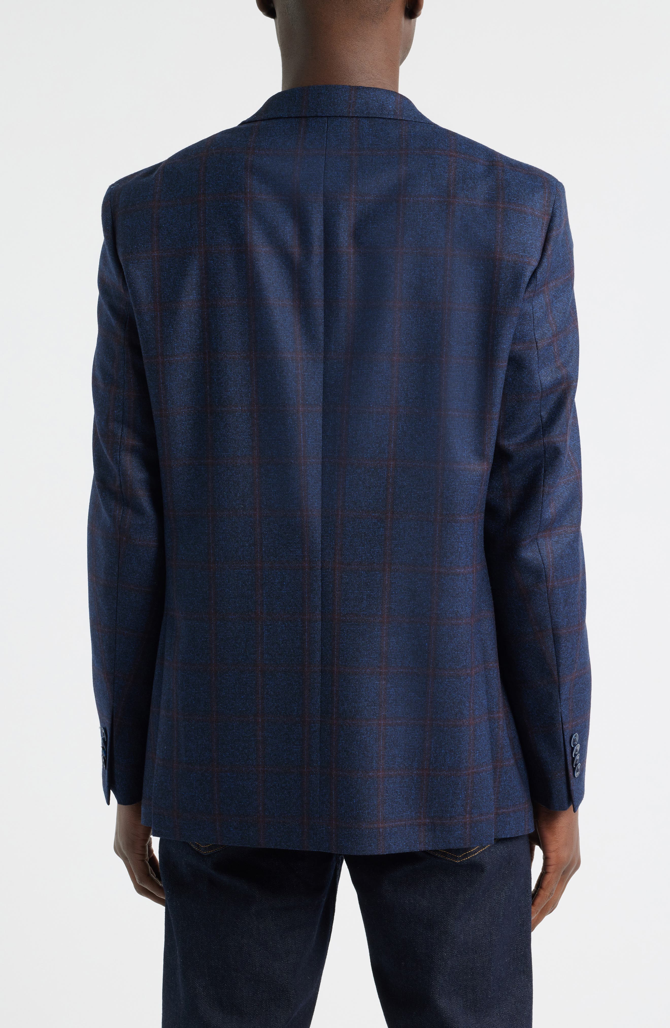 Hyperlight Soft Navy Windowpane Check Wool Sport Coat - image 2