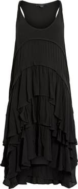 AllSaints Cavarly Tiered Asymmetric Hem Dress