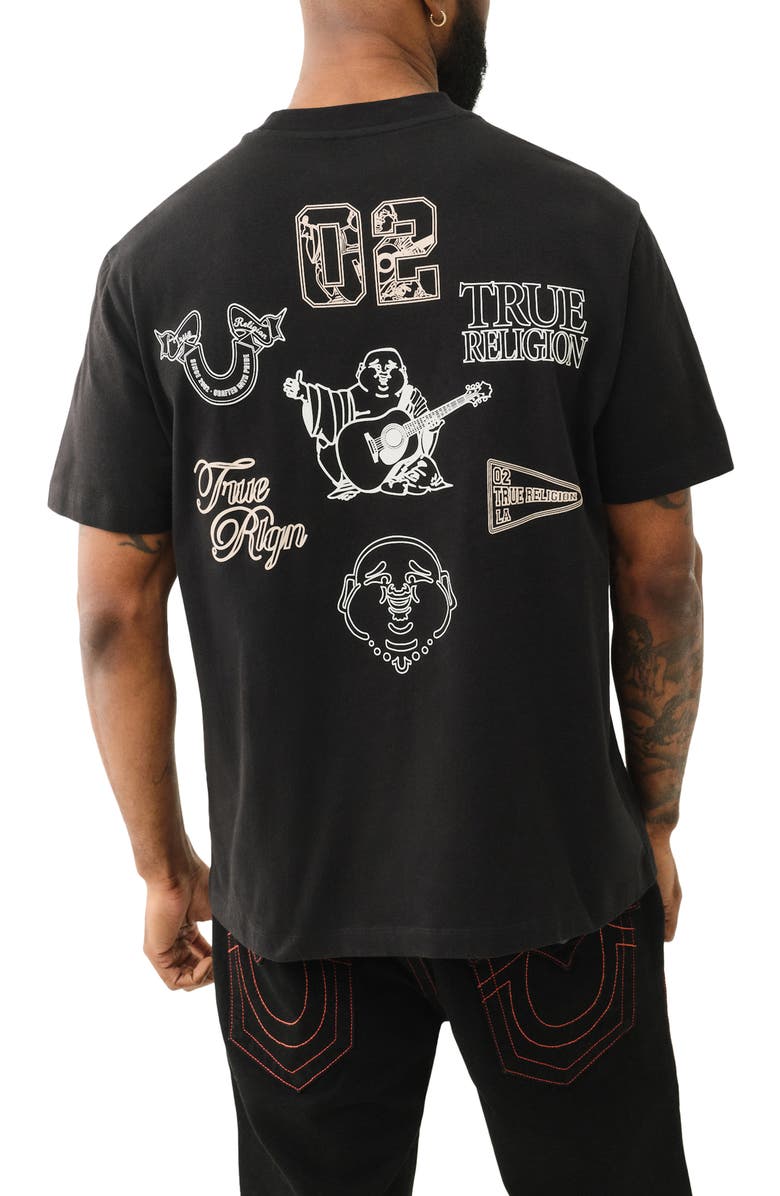 True Religion Multi Logo Graphic T-Shirt, Alternate, color, Jet Black