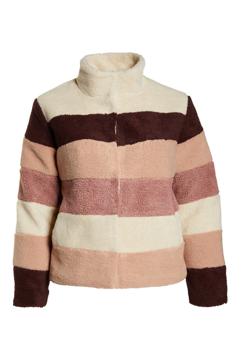 Stripe Faux Shearling Jacket, Alternate, color, IVORY EGRET MUTLI STRIPE