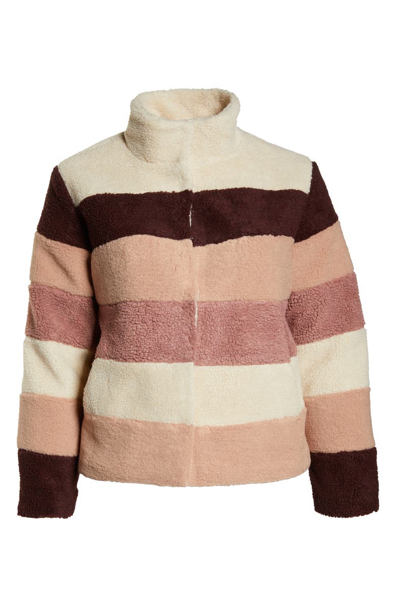 BP. Stripe Faux Shearling Jacket, Alternate, color, 