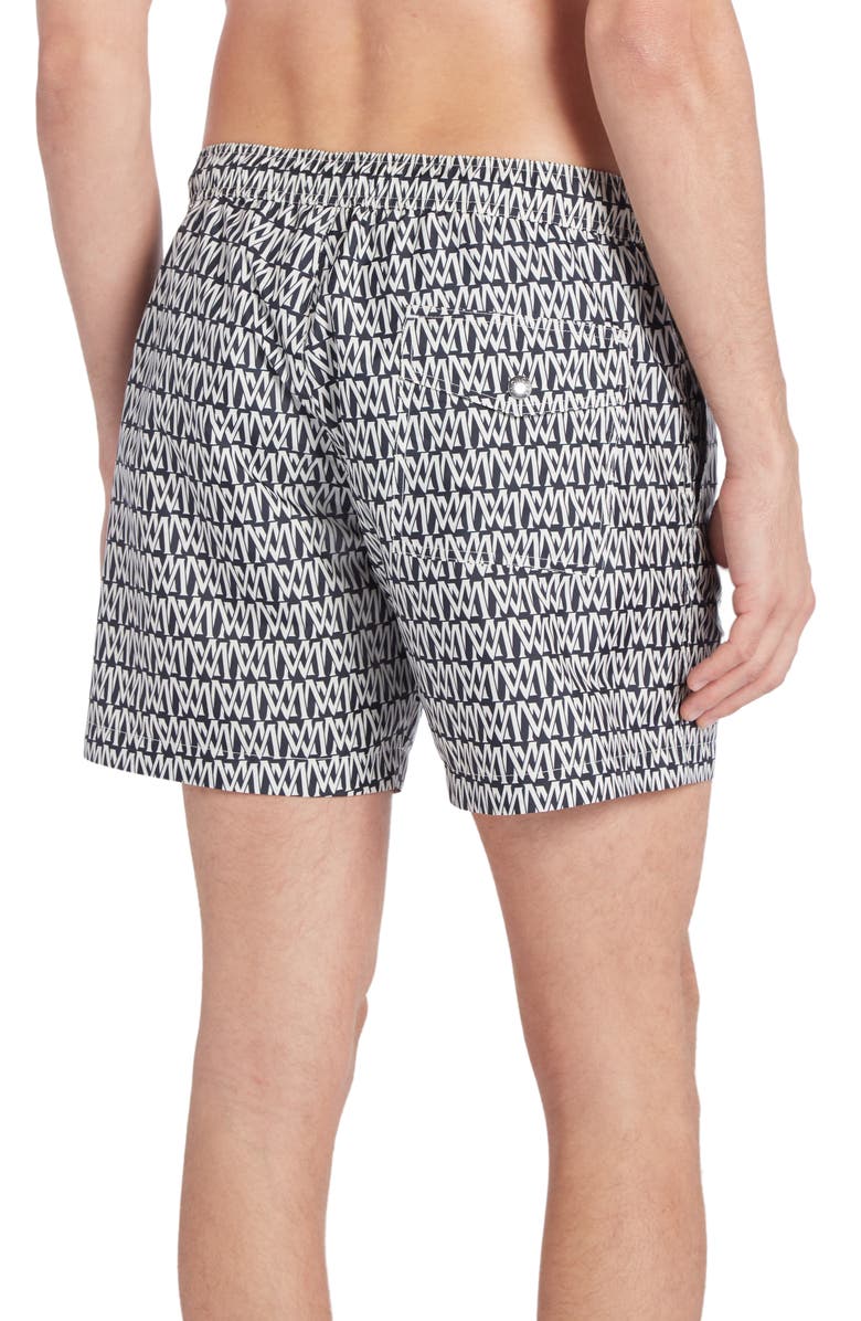 Moncler Monogram Print Swim Trunks, Alternate, color, 