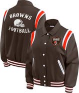 WEAR by Erin Andrews Women's WEAR by Erin Andrews Brown Cleveland Browns Varsity Lightweight Full-Snap Jacket