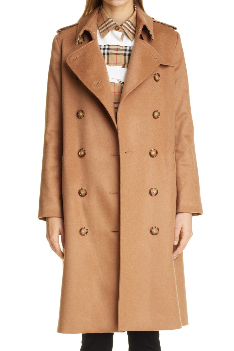 Kensington Cashmere Trench Coat, Main, color, BRONZE