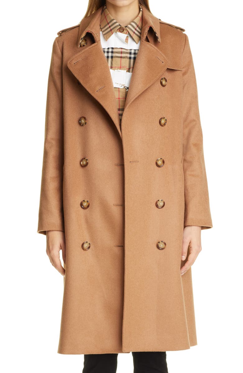 Burberry Kensington Cashmere Trench Coat, Main, color, 