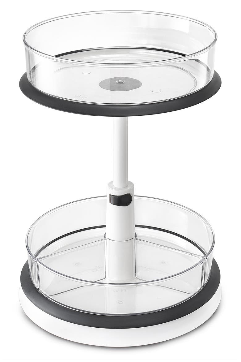 2-Tier Lazy Susan Kitchen Organizer, Main, color, CLEAR