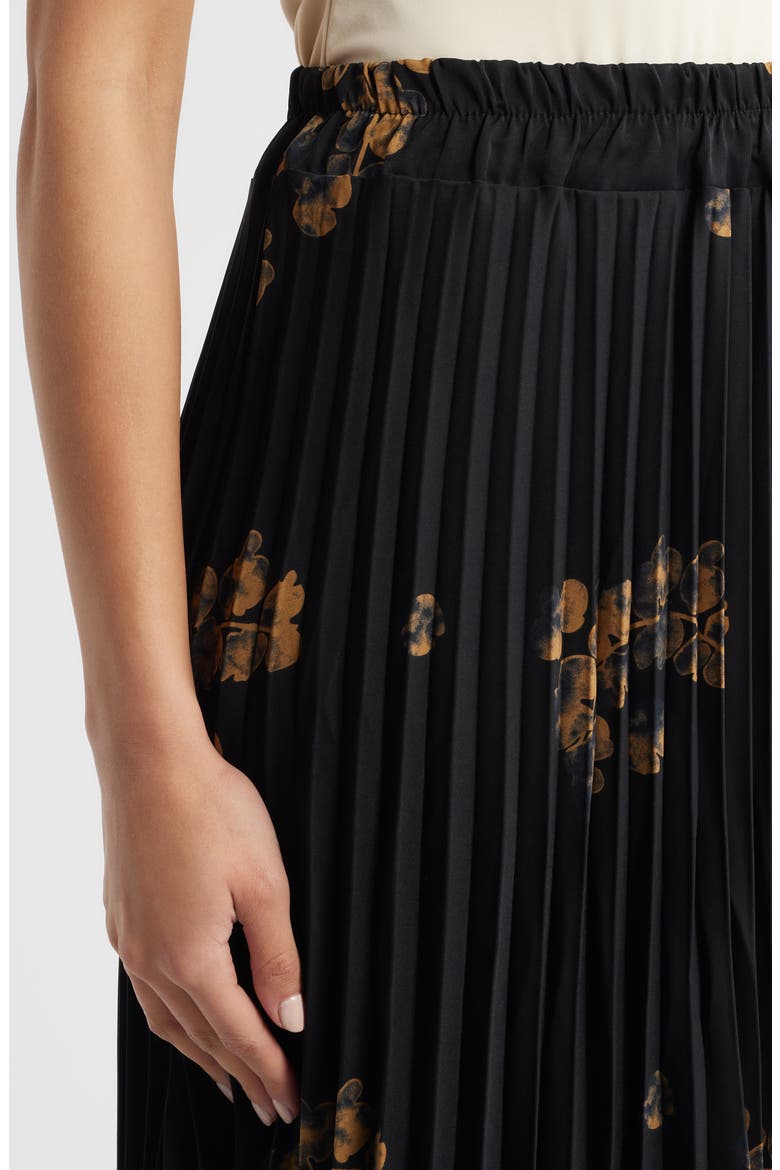 Alessandra Pleated Midi Skirt, Alternate, color, BLACK