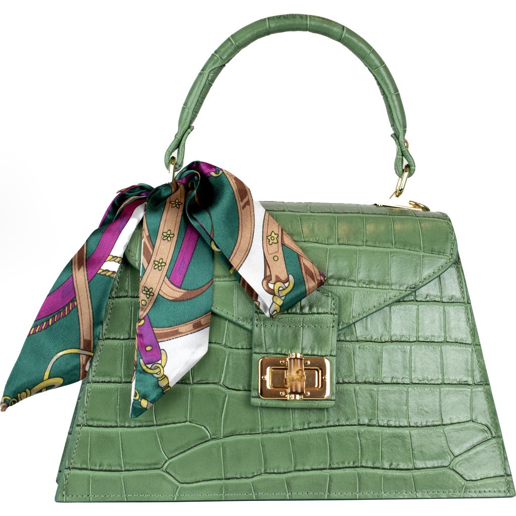 Persaman New York Marta Croc Embossed Satchel With Scarf