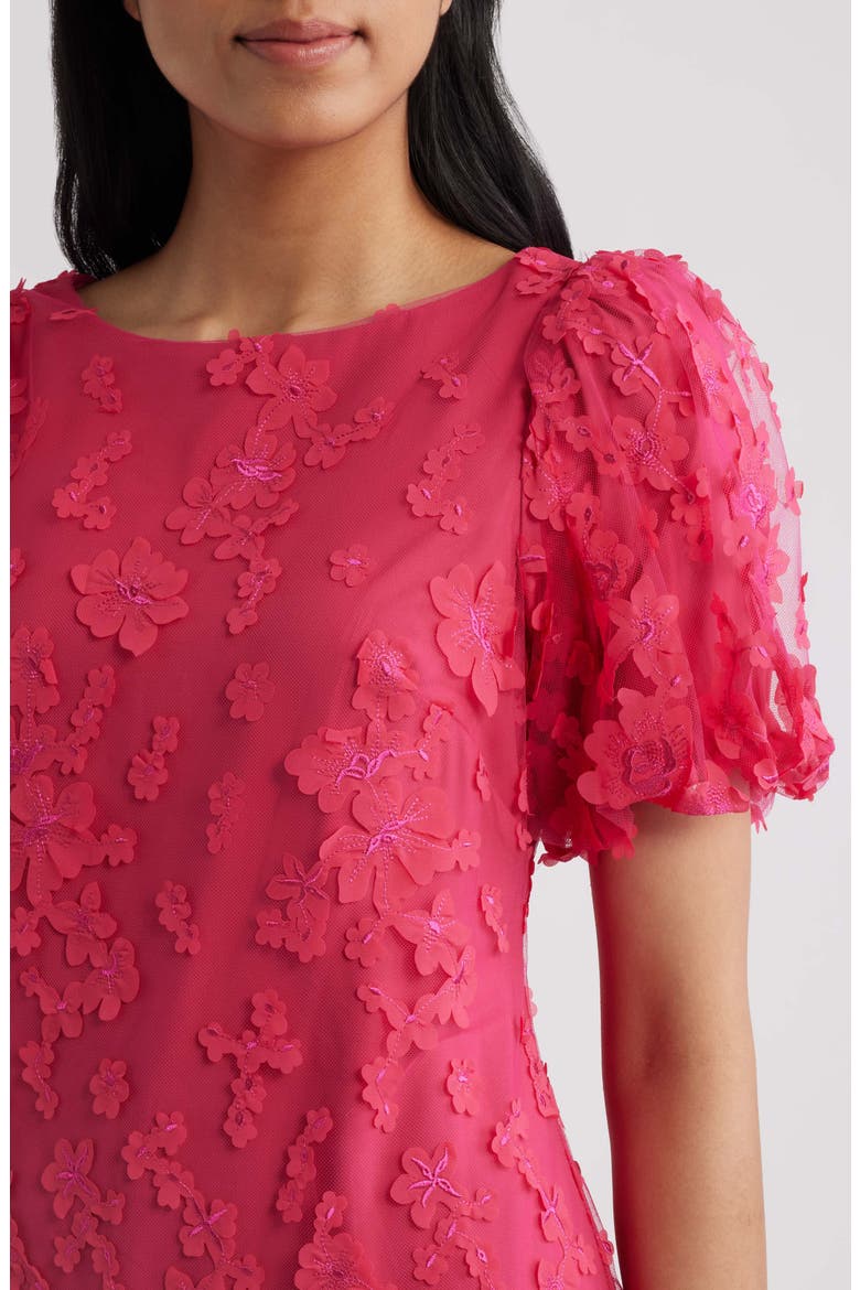 Puff Sleeve Shift Dress, Alternate, color, HOT PINK