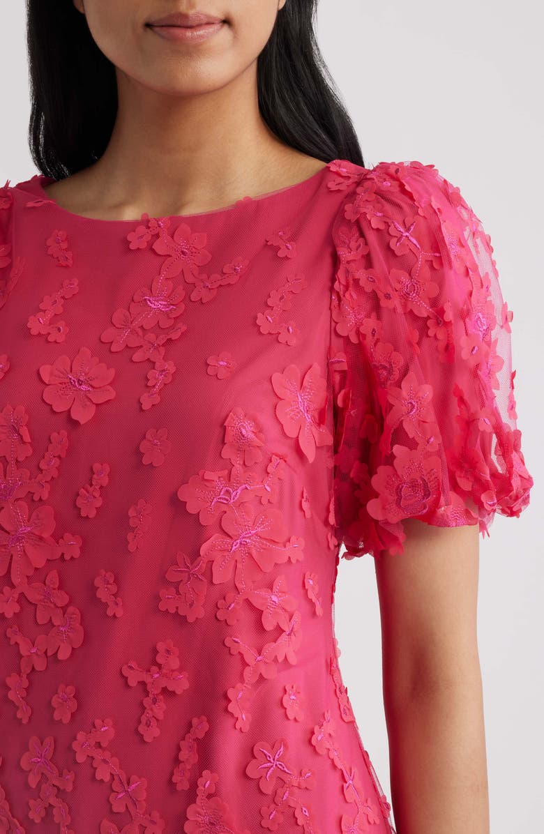 Eliza J Puff Sleeve Shift Dress, Alternate, color, Hot Pink