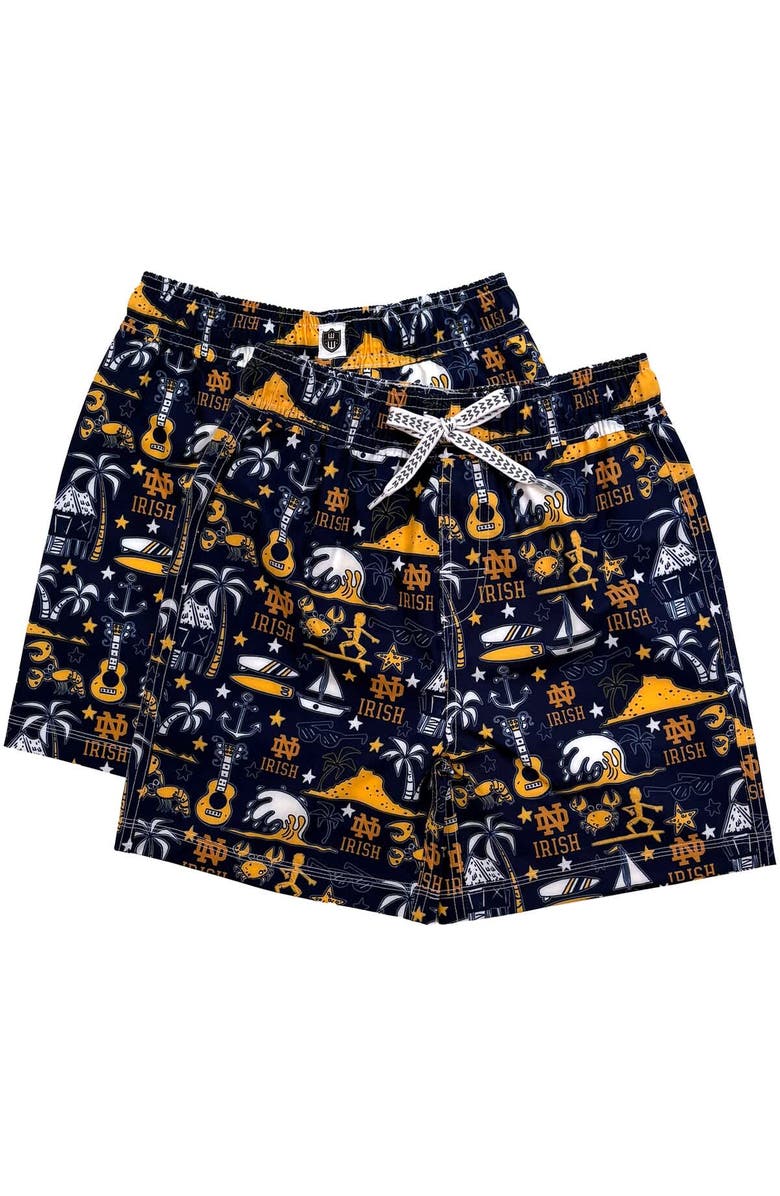 Wes & Willy Youth Wes & Willy Navy Notre Dame Fighting Irish Luau Swim Trunks, Alternate, color, 