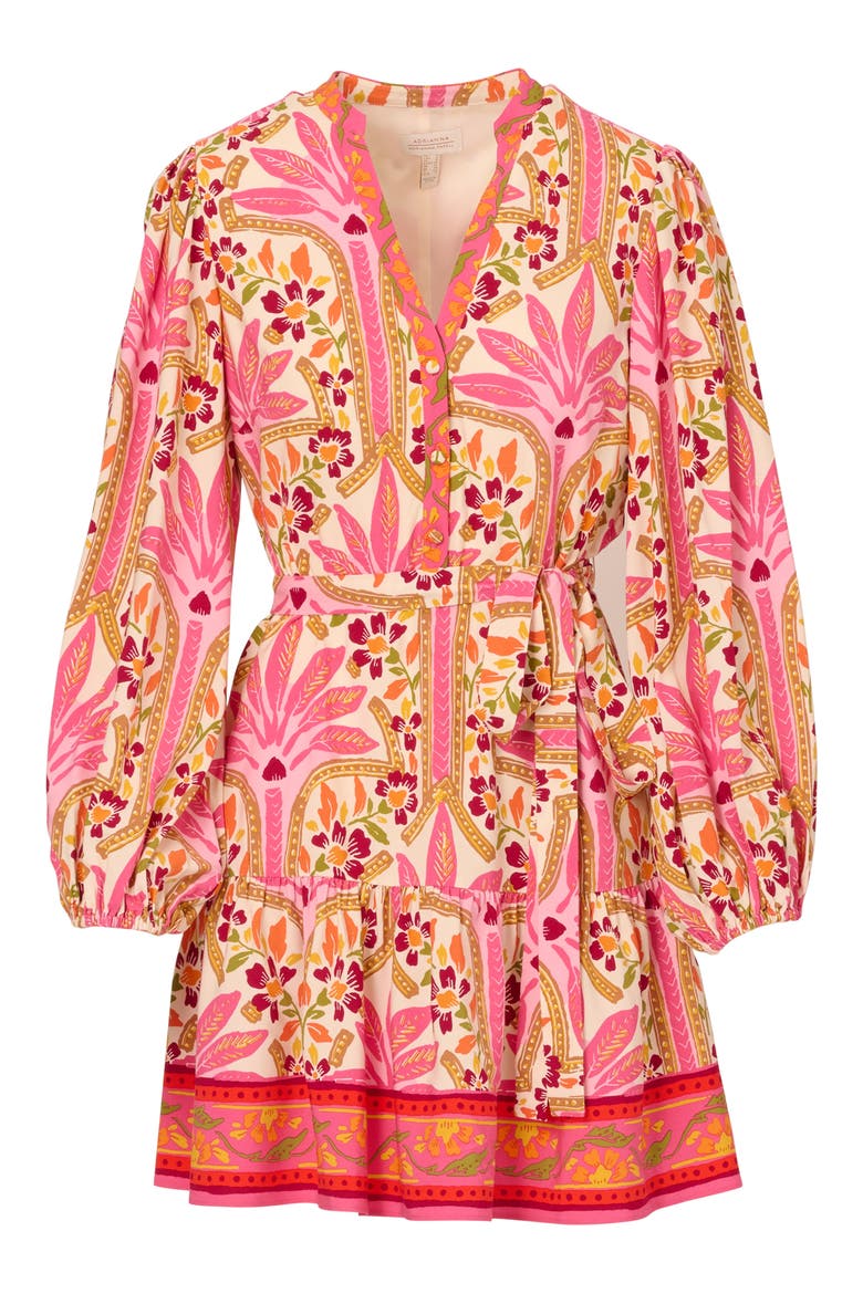 Printed Long Sleeve Dress, Alternate, color, PINK MULTI