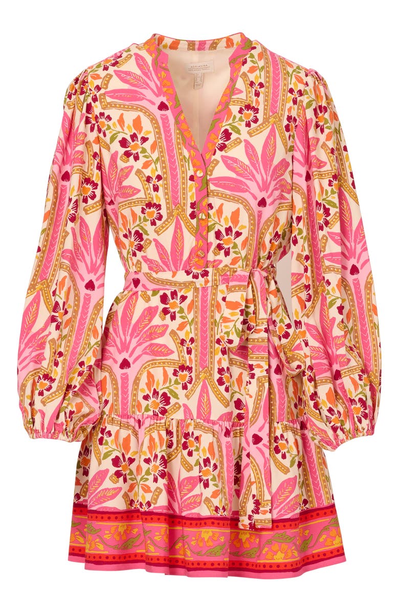 Adrianna Papell Printed Long Sleeve Dress, Alternate, color, Pink Multi
