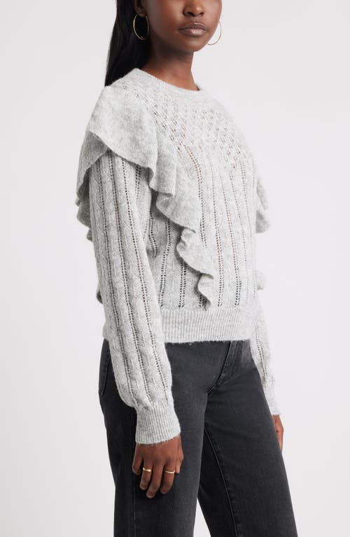 Treasure & Bond Ruffle Pointelle Sweater In Gray