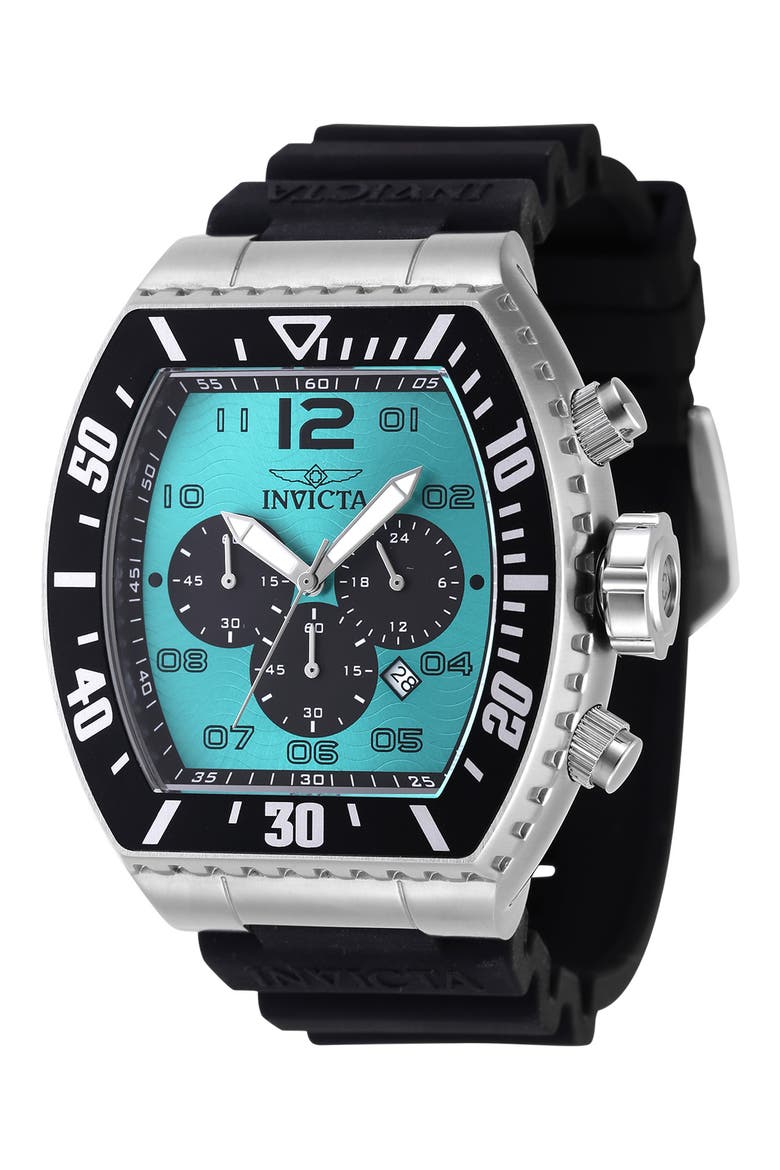 Pro Diver Chronograph Silicone Strap Watch, 51mm, Main, color, BLACK TURQUOISE
