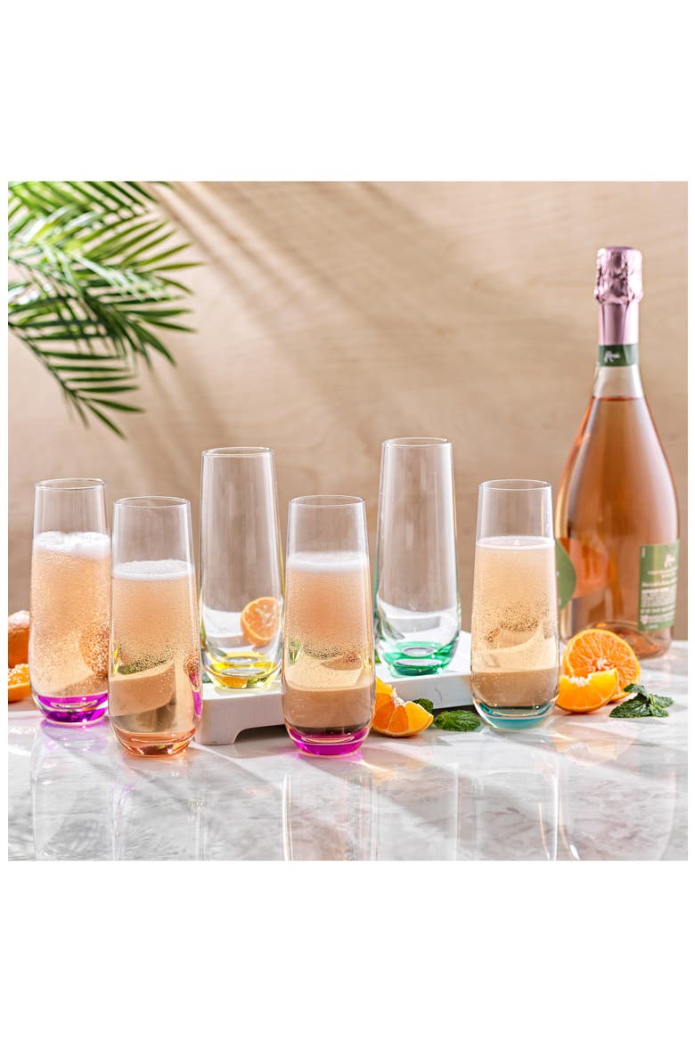 Hue Colored Stemless Champagne Glass - Set of 6, Alternate, color, MULTI