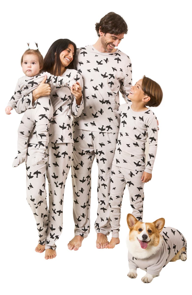 Leveret Women's Loose Fit Cotton Matching Family Pajamas, Animal & Nature Prints, Alternate, color, Bird Gray